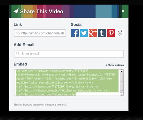 vimeo embed code example