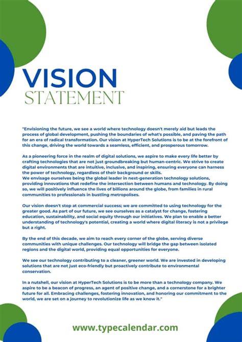 vision statement examples pdf