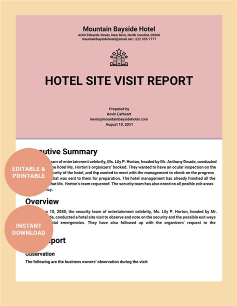 Visitation Report Template