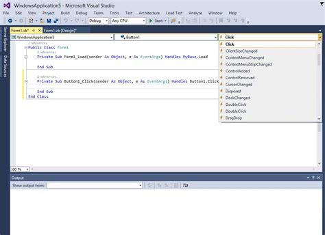 visual basic code is written in