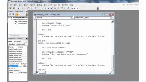 visual basic excel sample code