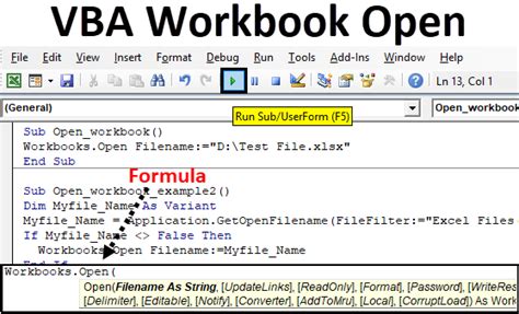 visual basic excel workbook open