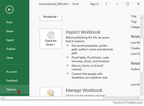 visual basic in excel 2016