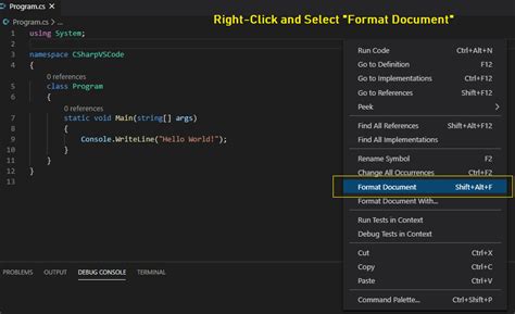 visual studio code code format