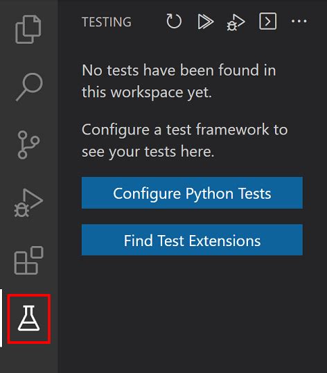 visual studio code configure python tests