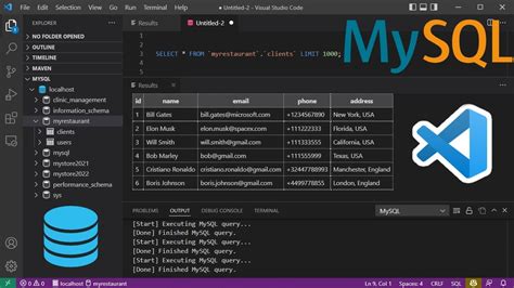 visual studio code connect to database