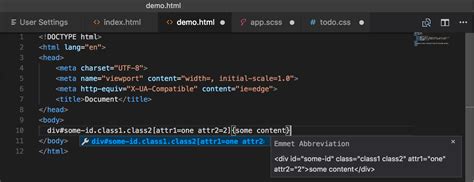 visual studio code emmet html template