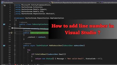 visual studio code line numbers