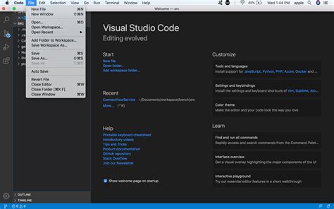 visual studio code mac create new project