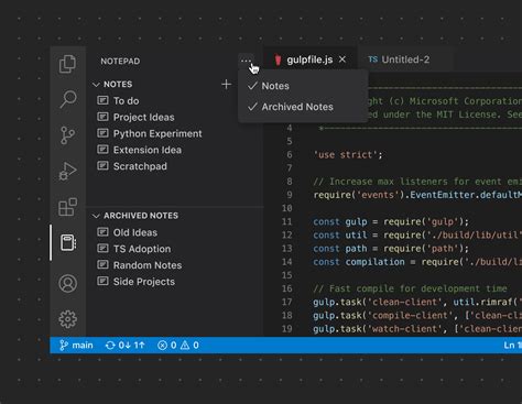 visual studio code tool bar