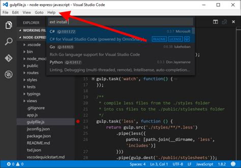 visual studio code tools menu