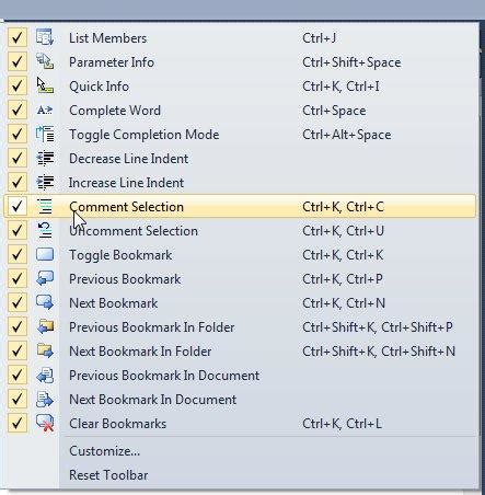 visual studio comment shortcut not working