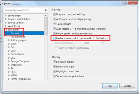 visual studio ctrl click go to definition not working