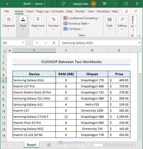 vlookup between two sheets in excel example