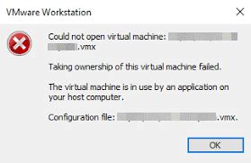 vmware cannot open file on virtual machine