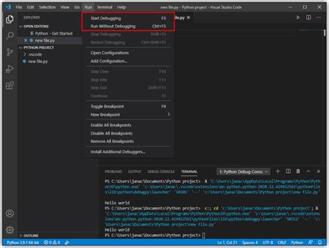 vs code create a new project