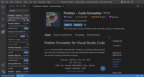 vs code extensions prettier