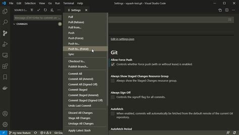 vs code squash commits