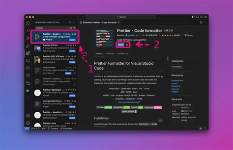 vs code use prettier config