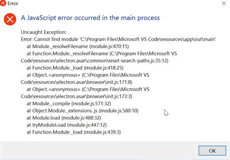 vscode javascript error cannot find module