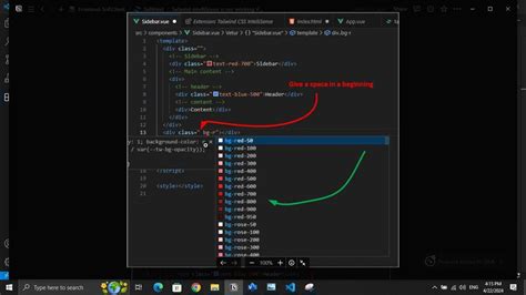 vscode tailwind intellisense not working vue