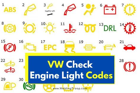 vw check engine light codes list
