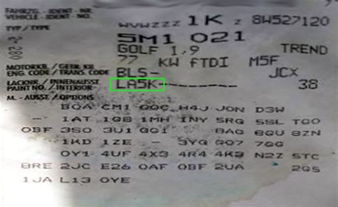 vw paint code by registration number