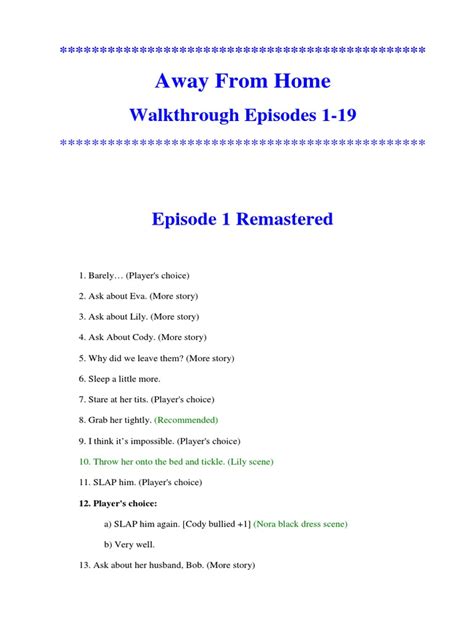 Walkthrough Away From Home