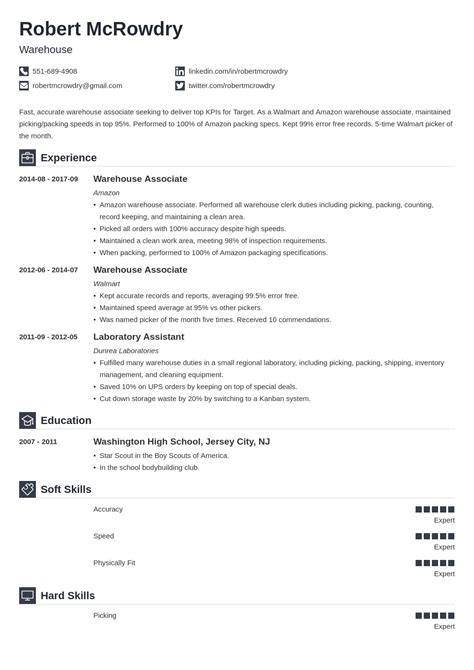 warehouse experience examples