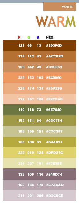 warm glow color code
