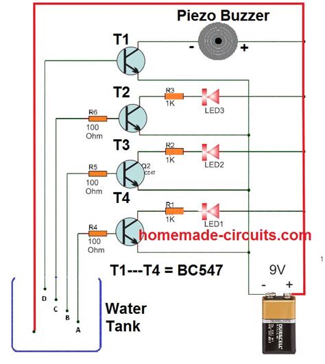 water level indicator circuit diagram using bc547