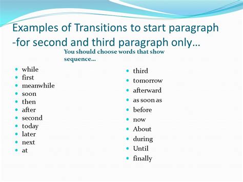 ways to transition to a new paragraph