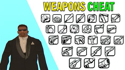 weapons cheat code san andreas mobile