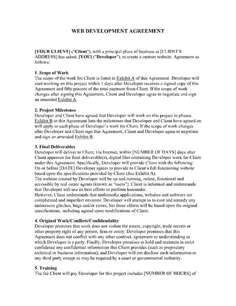 web development contract sample