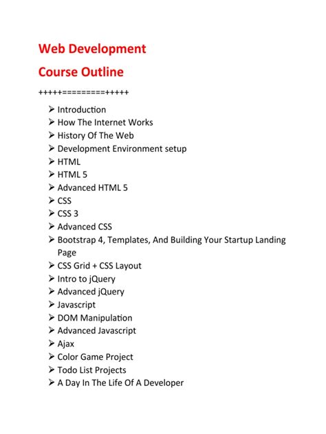 web development course outline