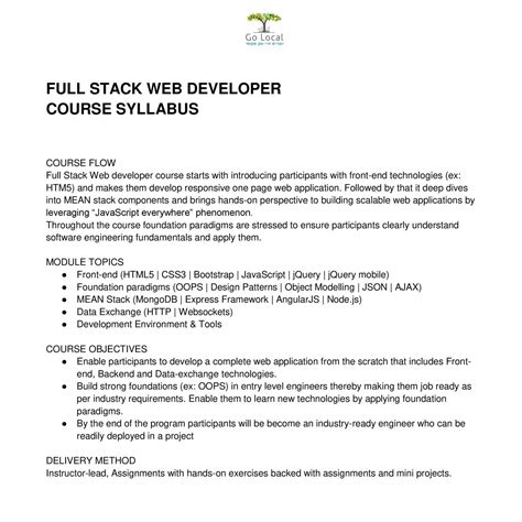 web development course syllabus pdf