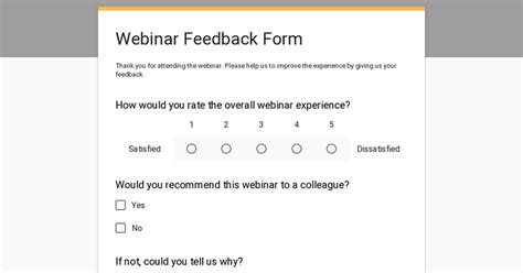 webinar feedback survey questions examples
