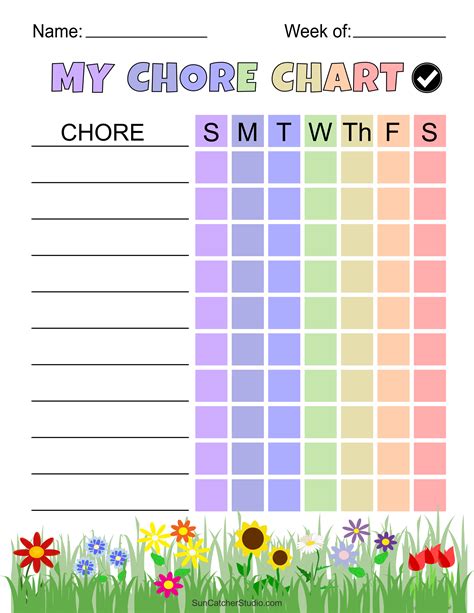 weekly chore chart examples