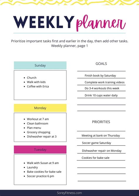 weekly daily routine