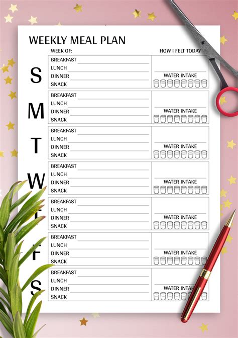 weekly meal plan template pdf