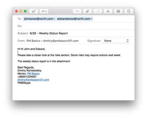 weekly project status report email template