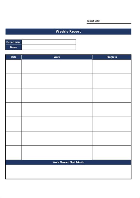 weekly report format excel free download