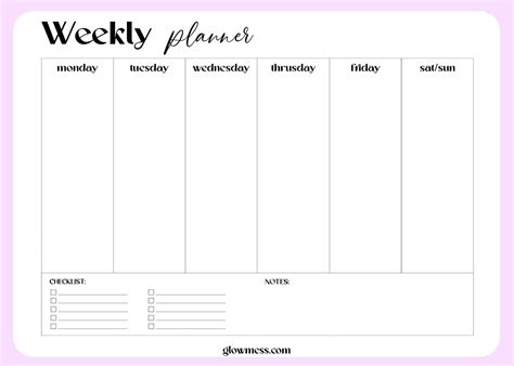 weekly schedule planner example