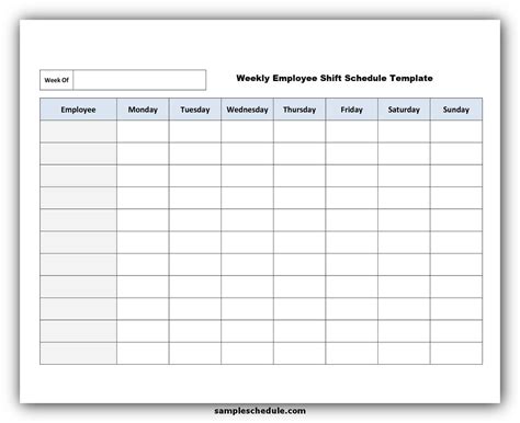 weekly shift schedule template