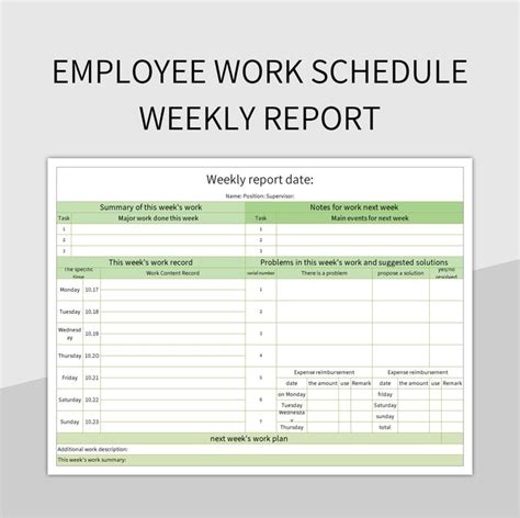 weekly work report format in excel free download