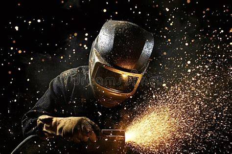 welder working with sparks