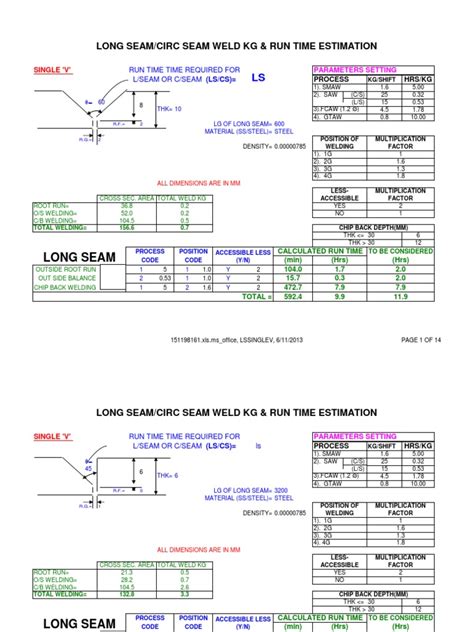 welding calculation formula pdf in excel