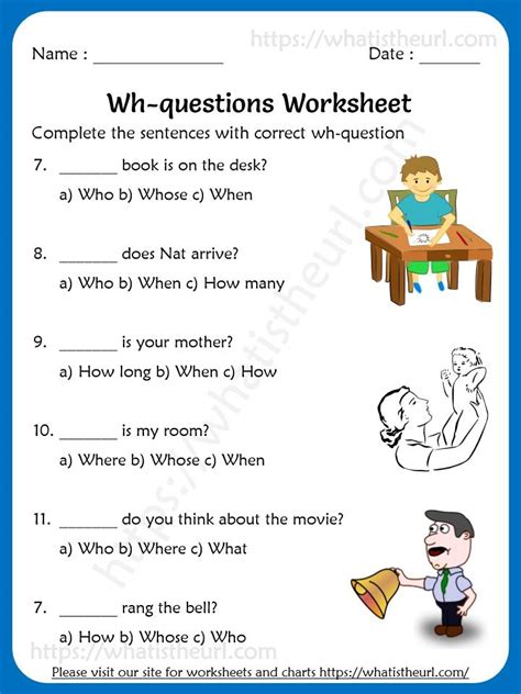 wh questions for class 5 with answers