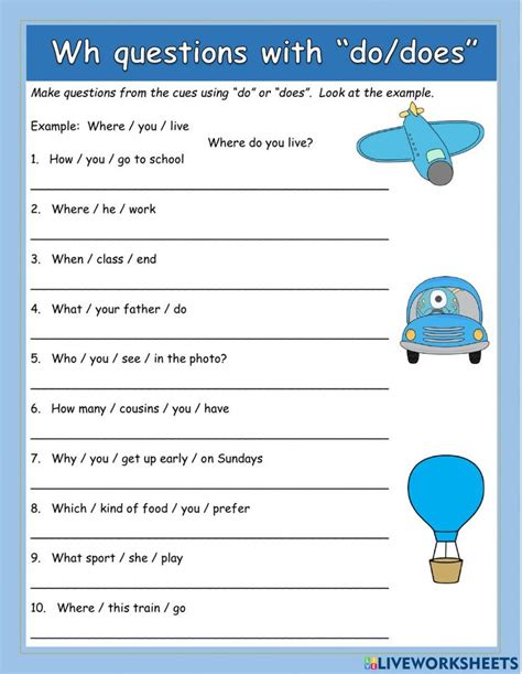 wh questions with do and does exercises