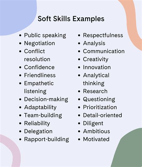 what are 5 examples of soft skills